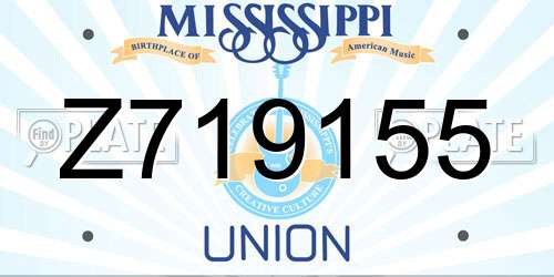 Z719155 Mississippi License Plate