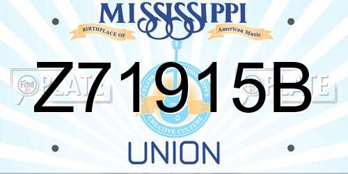Z71915B Mississippi License Plate