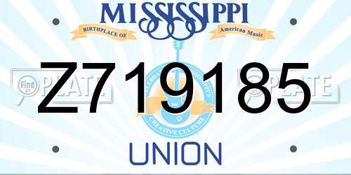 Z719185 Mississippi License Plate