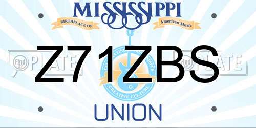 Z71ZBS Mississippi License Plate
