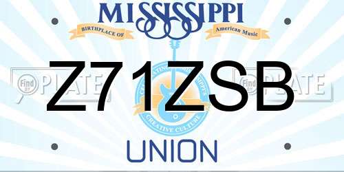 Z71ZSB Mississippi License Plate