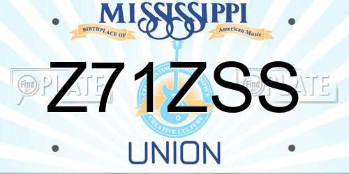 Z71ZSS Mississippi License Plate