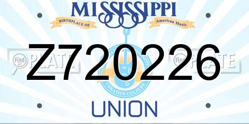 Z720226 Mississippi License Plate