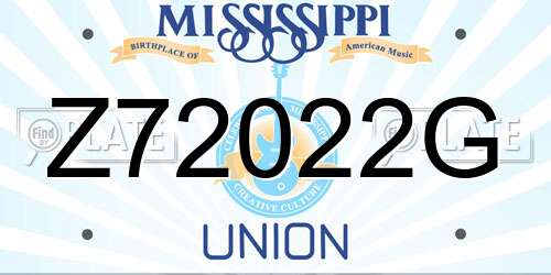 Z72022G Mississippi License Plate