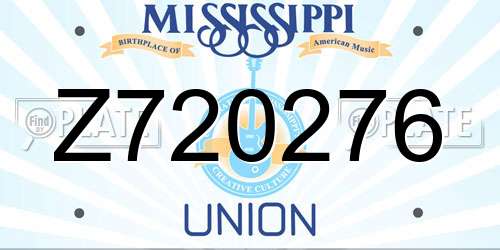Z720276 Mississippi License Plate