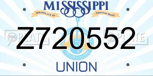 Z720552 Mississippi License Plate
