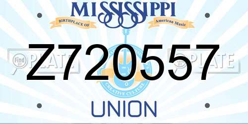 Z720557 Mississippi License Plate