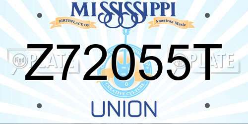 Z72055T Mississippi License Plate