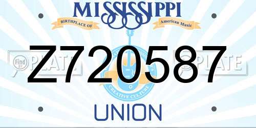 Z720587 Mississippi License Plate