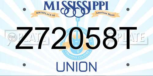 Z72058T Mississippi License Plate
