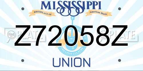 Z72058Z Mississippi License Plate