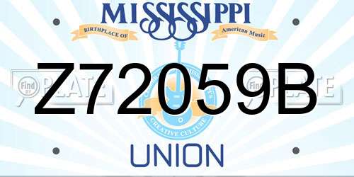 Z72059B Mississippi License Plate