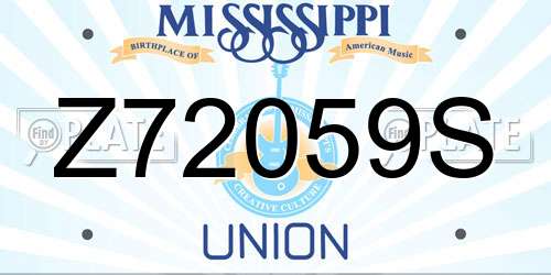 Z72059S Mississippi License Plate