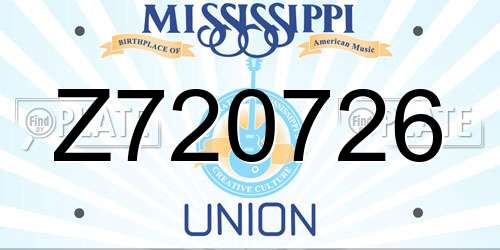 Z720726 Mississippi License Plate