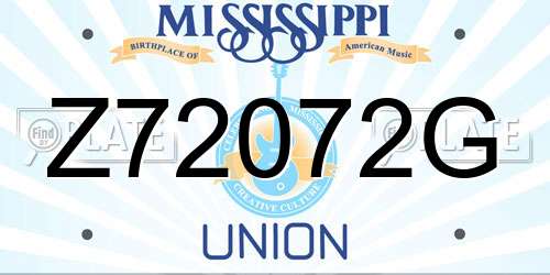 Z72072G Mississippi License Plate