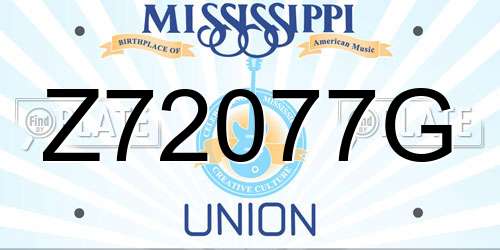 Z72077G Mississippi License Plate