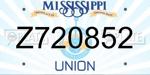 Z720852 Mississippi License Plate
