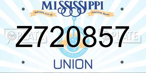 Z720857 Mississippi License Plate