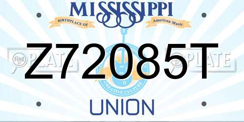Z72085T Mississippi License Plate