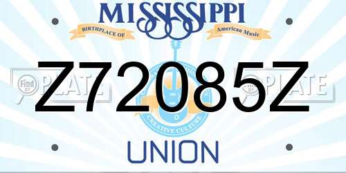 Z72085Z Mississippi License Plate