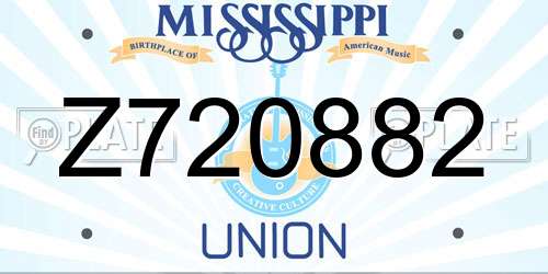 Z720882 Mississippi License Plate