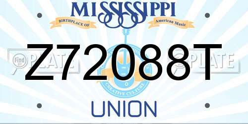 Z72088T Mississippi License Plate