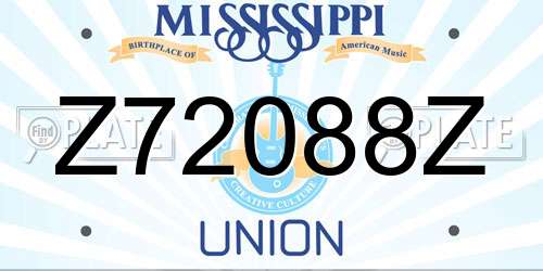 Z72088Z Mississippi License Plate