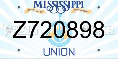 Z720898 Mississippi License Plate