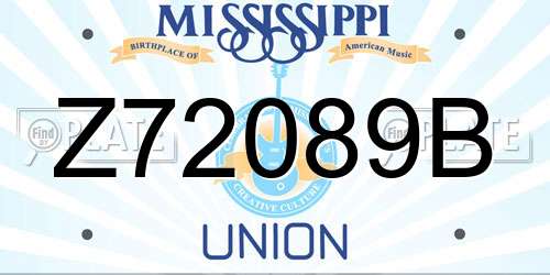 Z72089B Mississippi License Plate