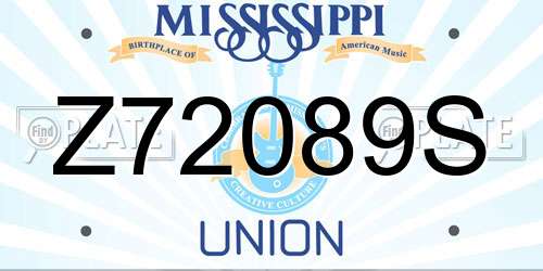 Z72089S Mississippi License Plate