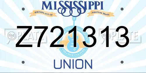 Z721313 Mississippi License Plate