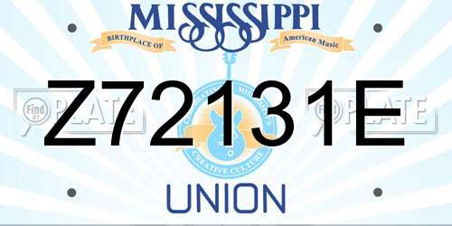 Z72131E Mississippi License Plate