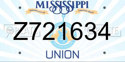 Z721634 Mississippi License Plate