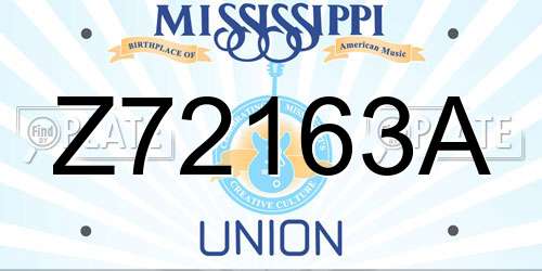 Z72163A Mississippi License Plate