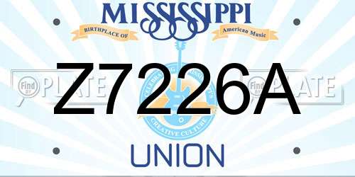 Z7226A Mississippi License Plate