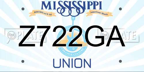 Z722GA Mississippi License Plate