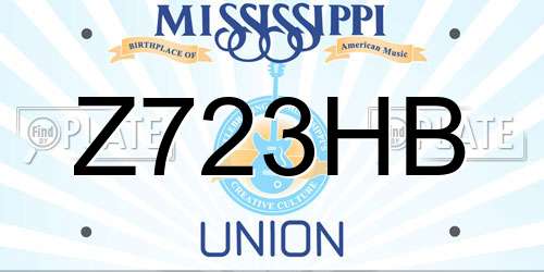 Z723HB Mississippi License Plate