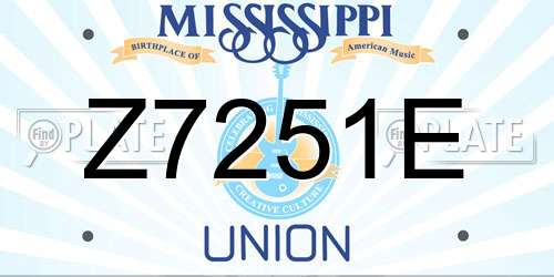 Z7251E Mississippi License Plate