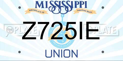 Z725IE Mississippi License Plate