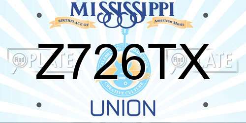 Z726TX Mississippi License Plate