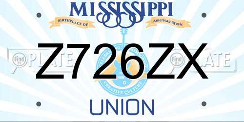 Z726ZX Mississippi License Plate