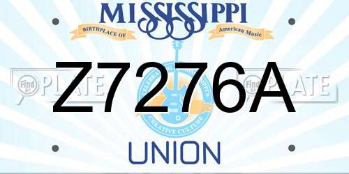 Z7276A Mississippi License Plate