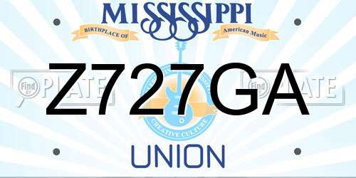 Z727GA Mississippi License Plate