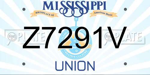 Z7291V Mississippi License Plate