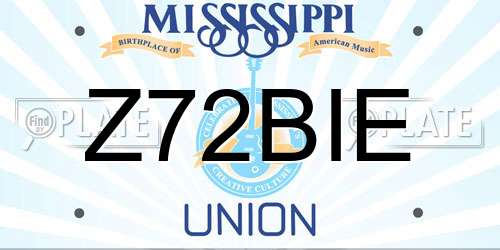 Z72BIE Mississippi License Plate