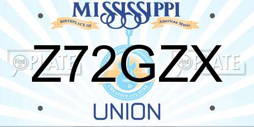 Z72GZX Mississippi License Plate