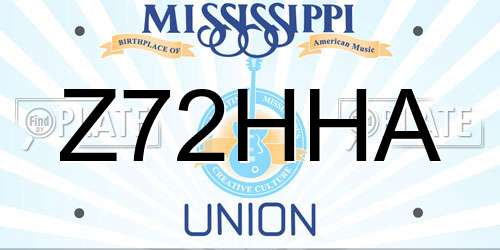 Z72HHA Mississippi License Plate