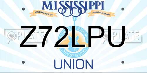 Z72LPU Mississippi License Plate