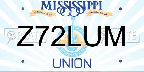 Z72LUM Mississippi License Plate