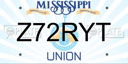 Z72RYT Mississippi License Plate